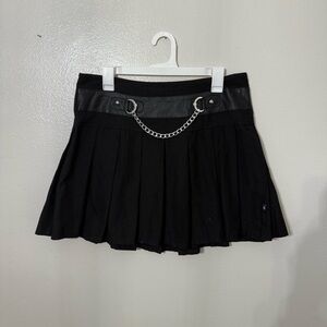 Royal Bones Black Mini Skirt with Chain Accent